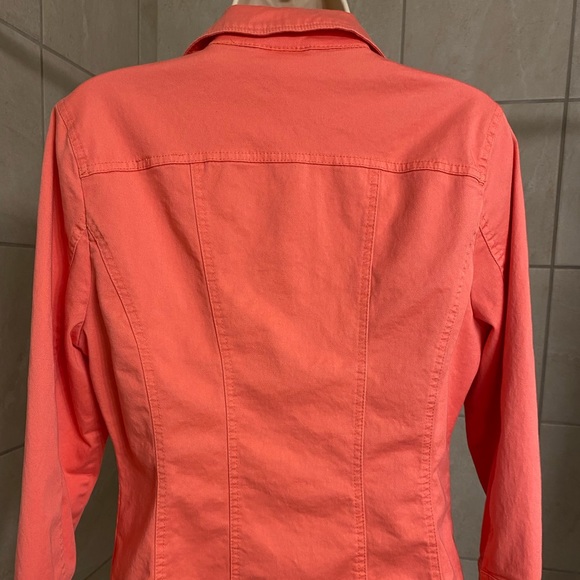 EUC Dressbarn coral denim-style jacket, size Medium - Picture 6 of 8